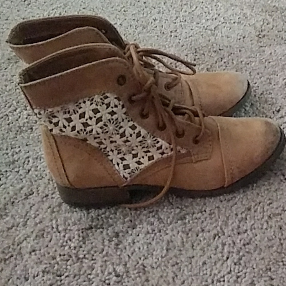 Candies Brown Boots with lace sides